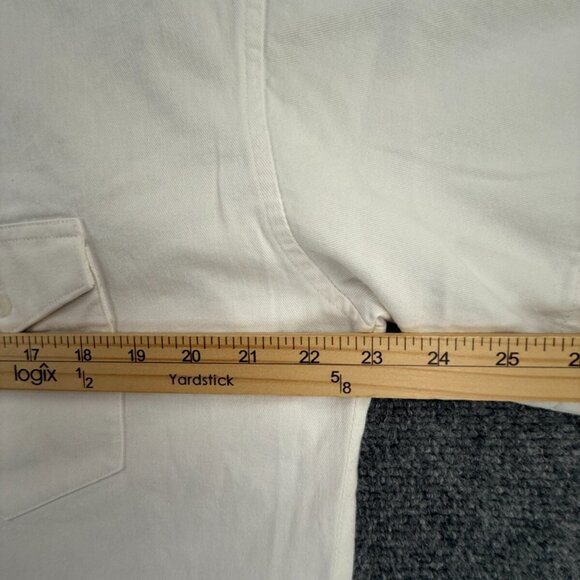 VTG Wrangler Short Sleeve Men Button Up Shirt Adult Western White Woven Solid L - Picture 6 of 13